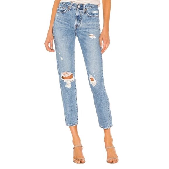 Levi's Wedgie Premium Denim Busted Knees Button Fly 100% Cotton Jeans Size 28 - Picture 1 of 11